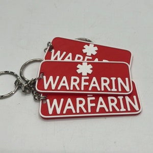 Warfarin Keyring / Warfarin Medical Alert Key Chain / Medical Alert Keyring / Medical Alert Warfarin / Warfarin Alert / Medical ID Keyring
