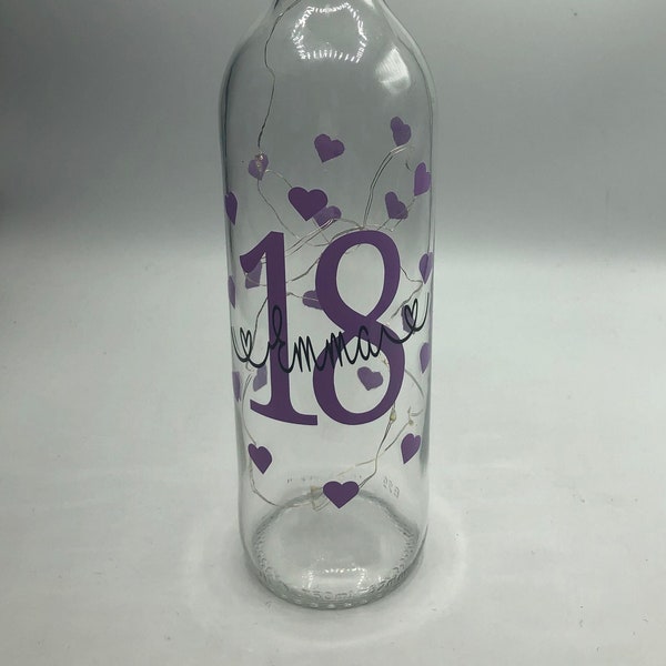 Personalised 18th Birthday, Light Up Bottle, 18th Birthday, 21st Birthday, 30th Birthday, 40th Birthday, 50th Birthday, 60th Birthday, 70th