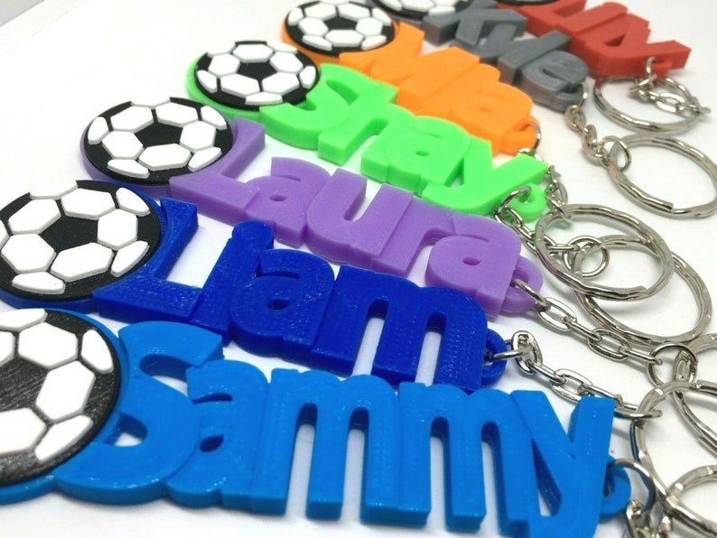 Personalised Named Chunky Football / Soccer Keyrings / Football Party Bag Fillers / Football Team Bag Tags / Football Gift / Football Favour 
