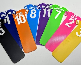 Football Shirt Personalised Bookmark / Soccer Gift / Football Reading / Football Lover Gift / Soccer Bookmark Gift / Party Bag Filler Gift