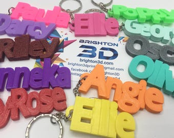 Personalised Keyring, Custom Name Keyring, Party Bag Filler, Under 5 Pound Gift, Personalized Keychain, Small Personalised Gift, 3D Name