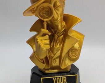 Personalised Super Sleuth Trophy, Sleuth Award, Crime Solving Trophy, Crime Award, Problem Solving Award, Sleuth Gift, Detective Award Gift