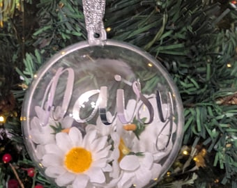 Personalised Daisy Bauble, Sunflower Bauble, Flower Bauble, Forget Me Not Bauble, Rose Bauble, Gerbera Bauble, Christmas Daisy, Daisy Flower