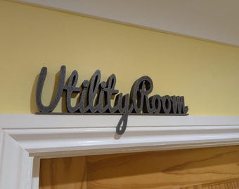 Utility Room Door Sign, Laundry Room, Utility Room, Toilet Door Sign, Bathroom Door Sign, Custom Door Sign, Utility Sign, Door Topper Room