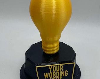 Personalised Light Bulb Trophy, Ideas Trophy, Light Bulb Award, Ideas Award, Clever Trophy, Personalised Clever Trophy, Light Bulb Moment