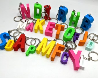 Initial Letter Chunky Keyrings / Letter Keyring / Letter Bag Tag / Initial Bag Charm / Initial Keyring / Alphabet Keyring / Party Bag Filler