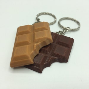 Chocolate Bar Style Keyring / Chocoholic Keyring / Chocolate Lovers Gift / Chocolate Bar Bite Taken Out / Imitation Chocolate Bar Keyring