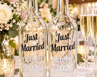 Personalised Just Married Bottle, Wedding Table Bottle, Wedding Table Centrepiece, Wedding Present, Wedding Table Decoration, Wedding Gift