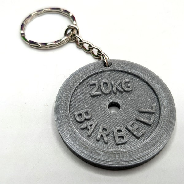 Weight Lifting Plate Keyring / Bag Tag in the shape of 20kg Barbell Weight Plate / Gift for Bodybuilders / Weight Lifter / Gym keyring