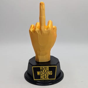 Personalised Middle Finger Trophy, Finger Trophy, Up Yours Award, Joke Middle Finger, Gift for friend Joke Award, Custom Trophy Gift, F Off