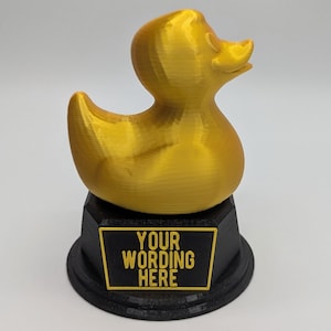 Personalised Rubber Ducky Trophy, Rubber Duck Fun Trophy, Rubber Duck Lover Gift, Rubber Duck Award, Duck Trophy, Custom Duck Lover Gift