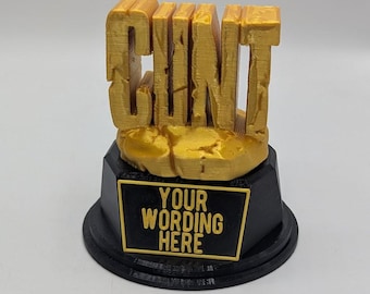 Personalised Cunt Trophy, Cunt Award, Custom Trophy, Swear Word Award, Office Trophy, Funny Trophy, Sarcastic Award Trophy, Humorous Trophy