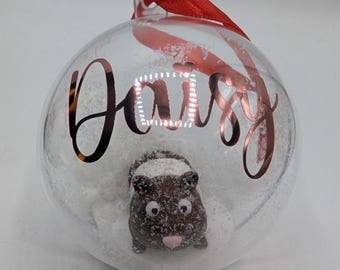 Personalised Guinea Pig Bauble, First Christmas, Custom Bauble, Guinea Pig Gift, Tree Custom Decoration, Personalised Christmas Ornament