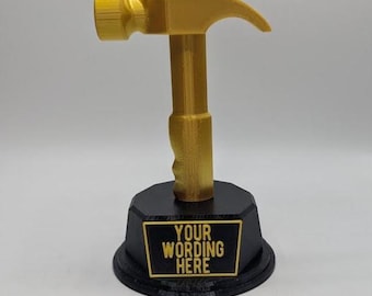Personalised Hammer Trophy, Hammer Shaped Award, Custom Trophy Gift, Builder Trophy, Carpenter Gift, Custom Hammer Award, Workman Trophy