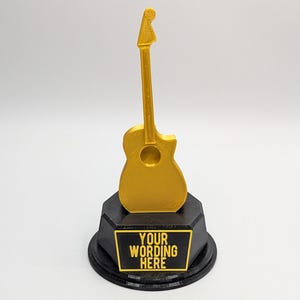 Personalised Acoustic Guitar Trophy, Guitar Trophy, Guitarist Award, Music Teacher Award,  Custom Trophy Gift, Guitar Player Gift, Guitarist
