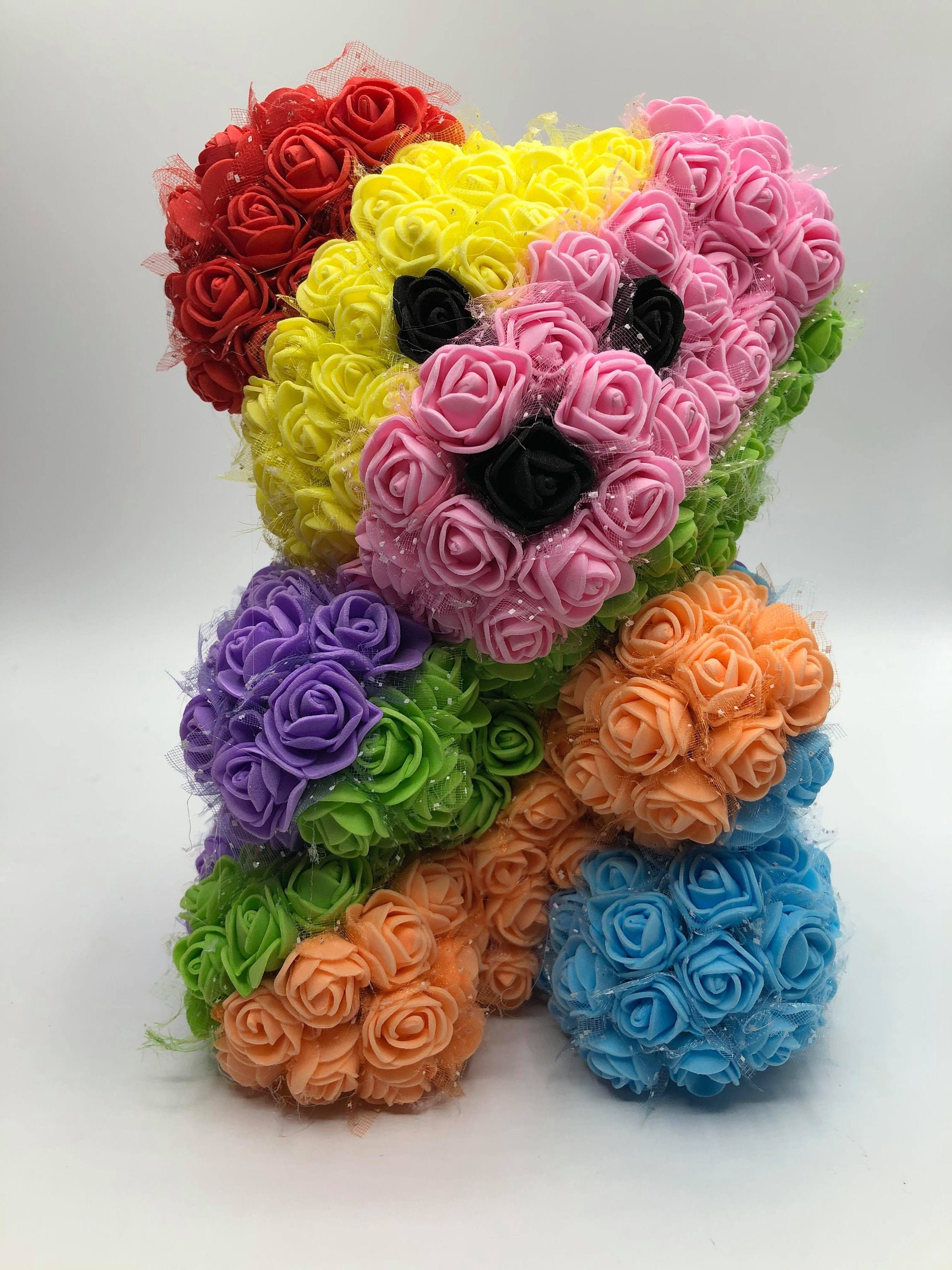 Rainbow Rose Flower Bear NHS Valentines Mother's Day Etsy
