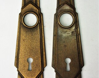 ANTIQUE IRON TIN ART DECO DOOR KNOB BACK PLATE UNIQUE DESIGN 6 1//2 X 2 1//8/"