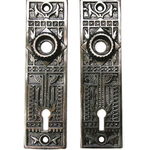 Pair Antique Vintage Victorian Eastlake Ornate Backplates Door Plates Reclaimed