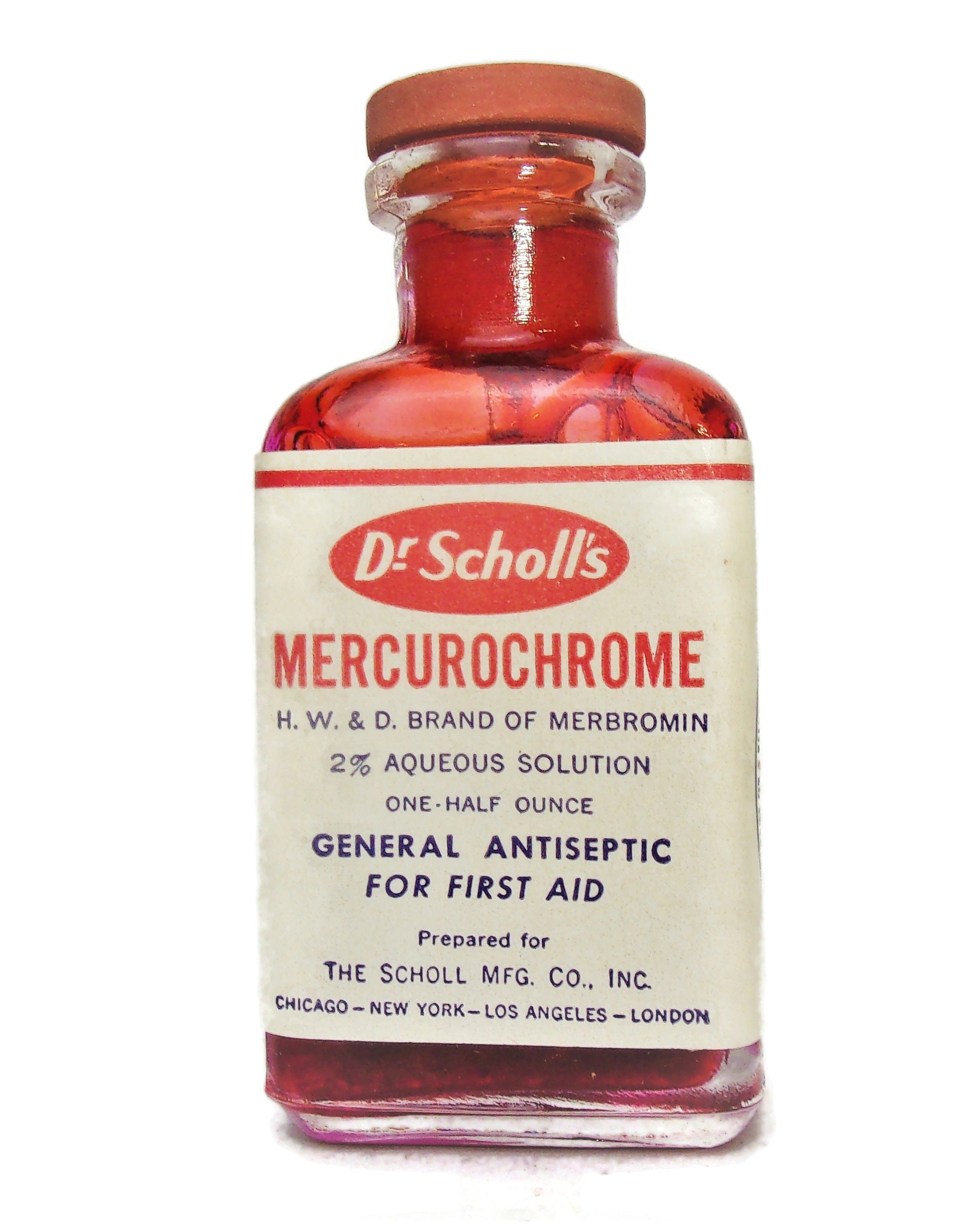 Vintage DR SCHOLLS Mercurochrome Medicine Amber Glass Bottle W