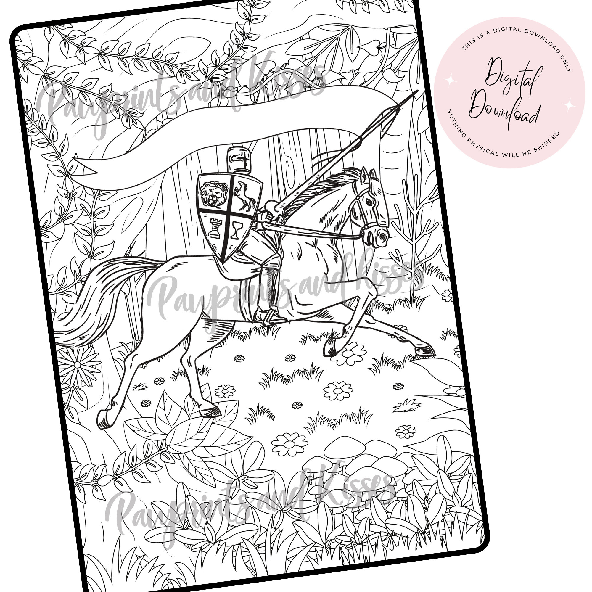 Knight on War Horse Coloring Page, Digital Download Coloring Sheet,  Detailed for Adults, Medieval Prince, Fairy Royalty Gothic Dark Knight -  Etsy, image size:2000x2000