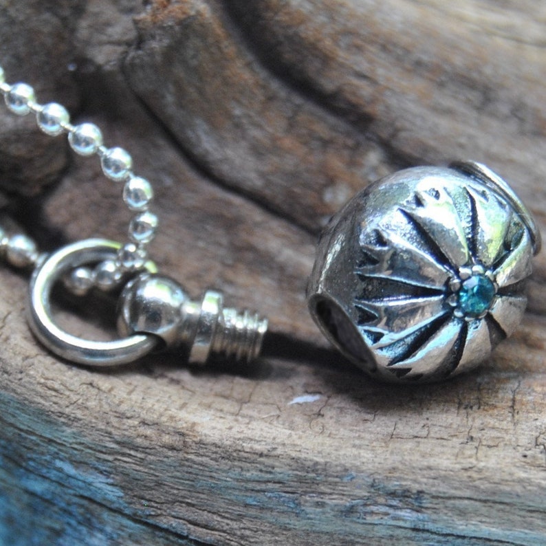 23 Arizona Native American inspired Bottle Memorial Urn Jewelry Cremation Jewelry Necklace. Tiny Bottle