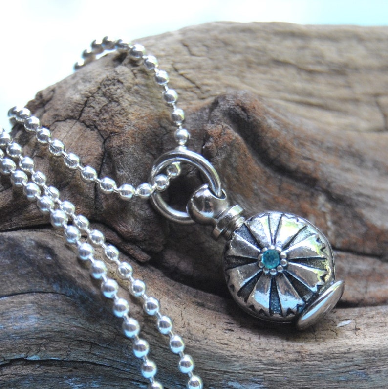 23 Arizona Native American inspired Bottle Memorial Urn Jewelry Cremation Jewelry Necklace. Tiny Bottle