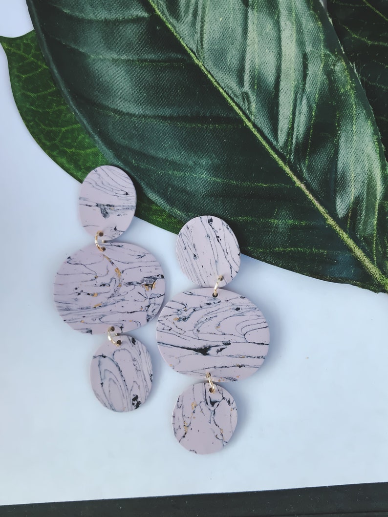 Polymer Clay Earrings Marbelous Ovals