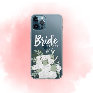 Bride Phone case for iPhone case, Samsung Phone Newlywed Just Married gift for the Bride Honeymoon gift Gift for Wife with Wedding date