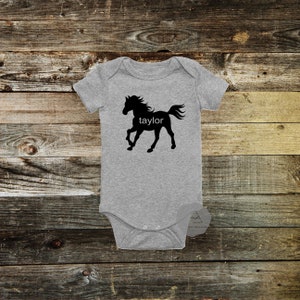 Baby Announcement Personalized Name Horse Baby Bodysuit. Pregnancy Announcement Horse Theme Newborn.Unicorn Baby New Mama Horse Lover