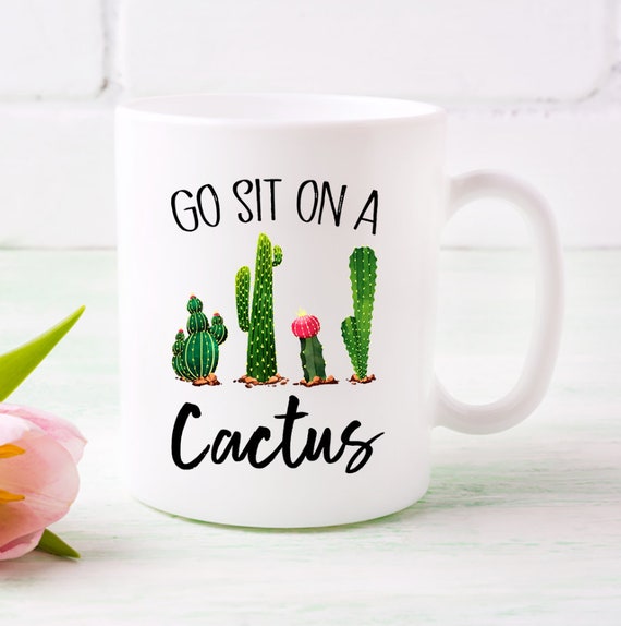 Go Sit On A Cactus Mug Gift35 Funny Cactus Mug Cacti Gift For Her Trending Mug