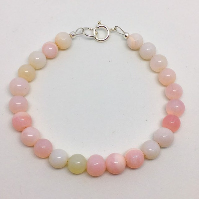 healing birthstone jewellery ombre pink Gemstone Crystal bracelet Earrings set birthday christmas gift for her Pink Opal Jewellery Set