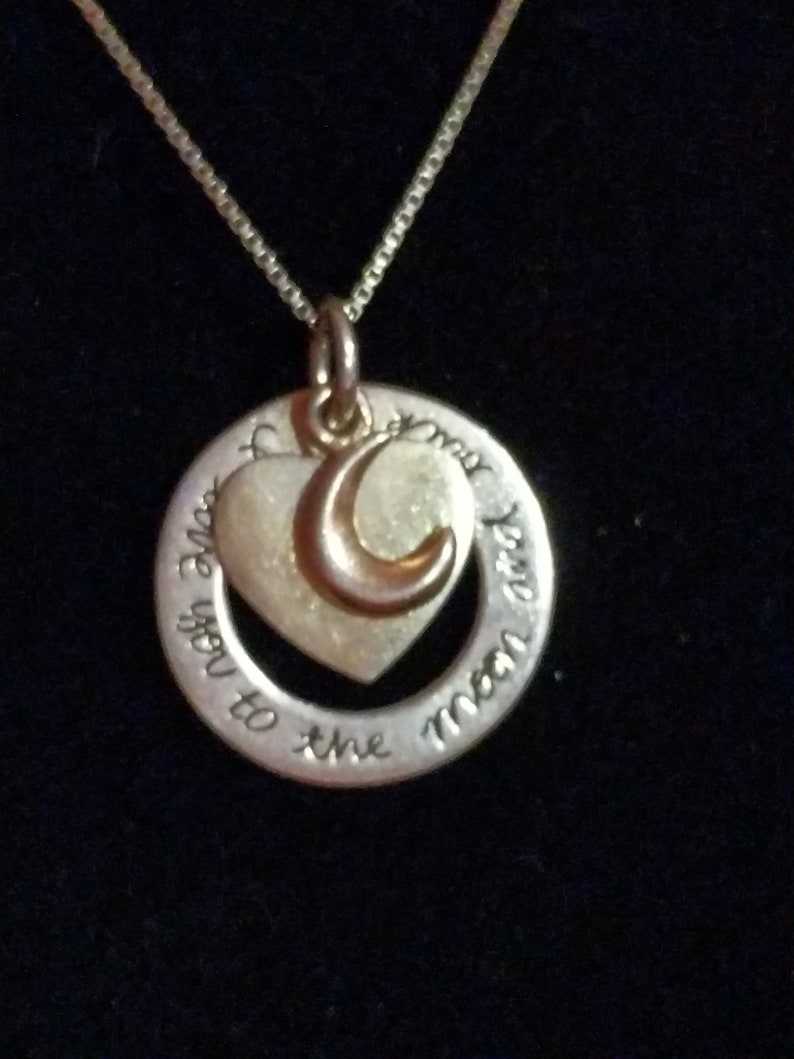 925 I love you to the Moon and back charm on a 925 box chain