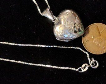 Used vintage heart locket 925 on 925 chain