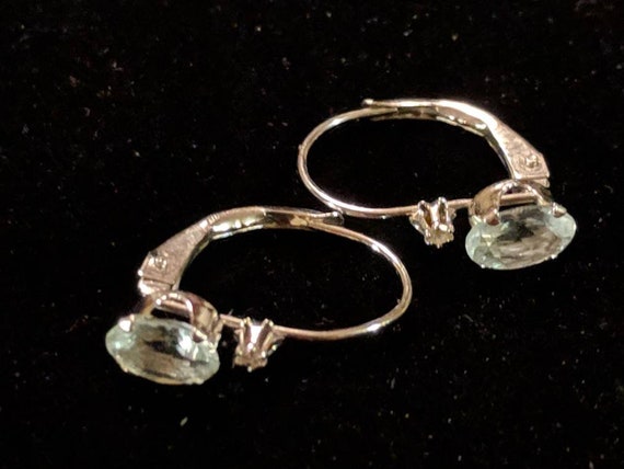 Dainty 10K CID pale blue and diamond earrings