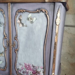 Traumhafte Edle Kommode Chippendale Vintage Shabby Lila Gold Kunst Bild 4