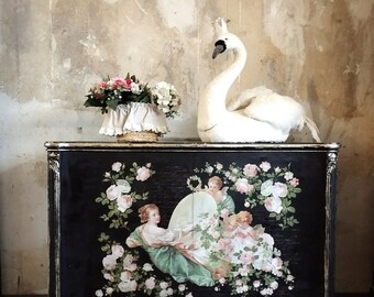 Commode Shabby Chic Angel Vintage Art Cabinet Noir Or Antique Style Wilhelminien