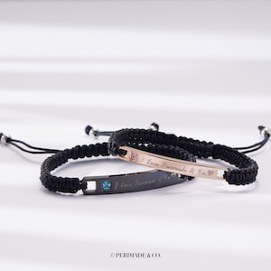 PERIMADE Personalized Custom Handmade Braided Rope Mutual Attraction Couples Bracelets for Him and Her Matching Relationship ID Bracelet