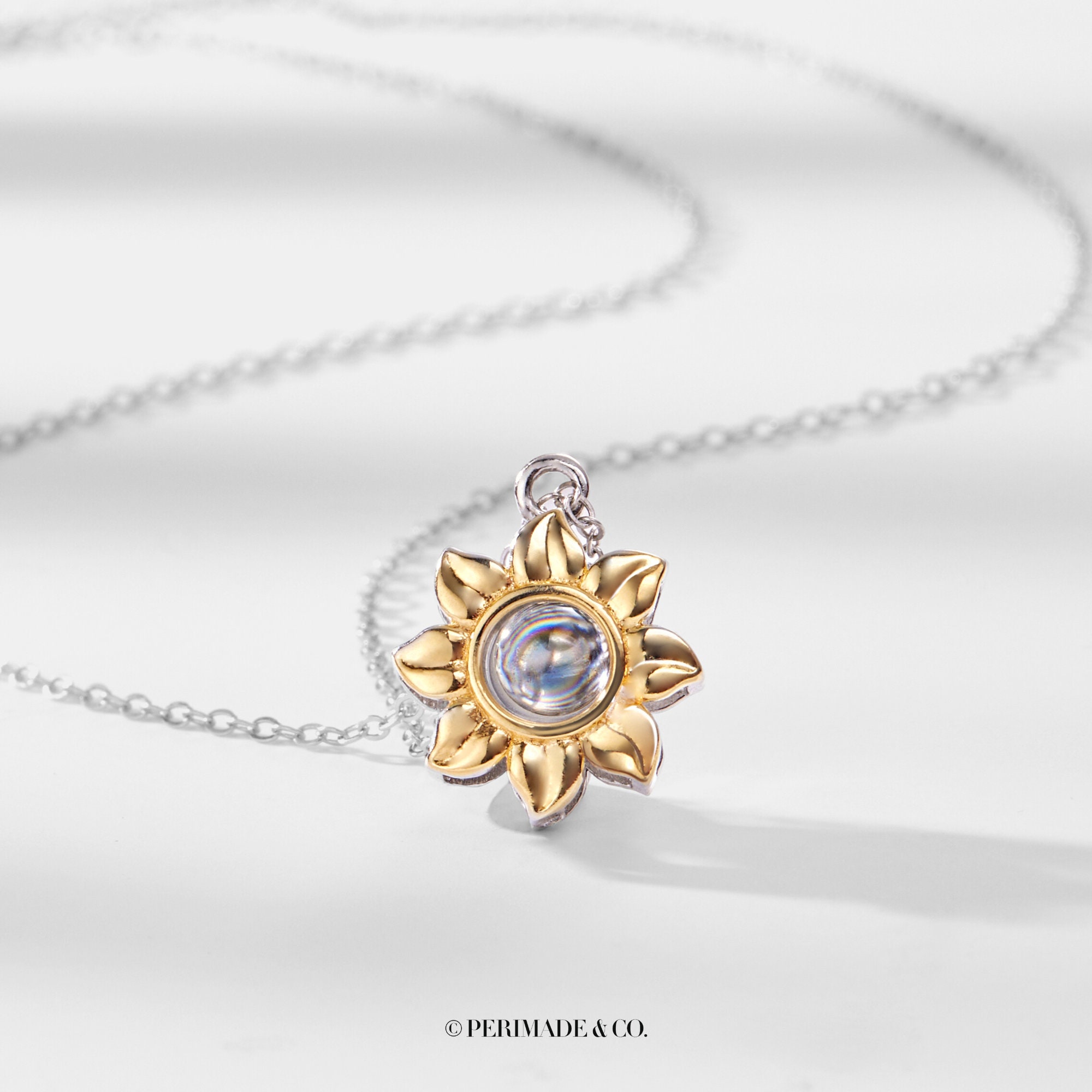 PERIMADE Sunflower Projection Necklace Customized Memorial Etsy