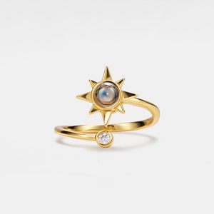Bague de projection de photos d'étoiles PERIMADE • Image intérieure de bague personnalisée • Bijoux souvenir en argent sterling • Cadeau tendance pour meilleur ami