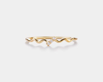 PERIMADE Minimalistischer Strandring • Meereswelle Stapelring • Sterling Silber Freundschaftsschmuck • Trendiges Geschenk für den besten Freund