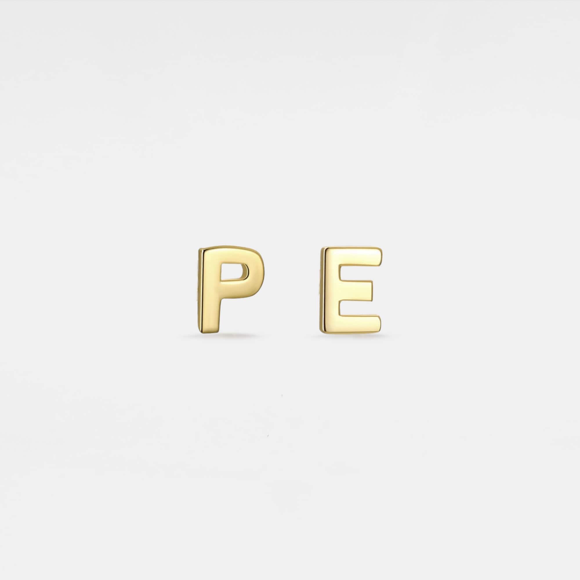 PERIMADE Custom Initial Stud Earrings • Dainty Gold Letter Ball End Earrings • Sterling Silver Friendship Jewelry • Trendy Best Friend Gift