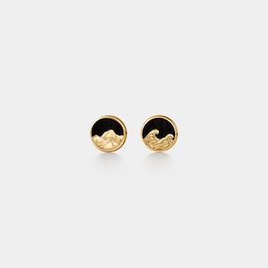 PERIMADE Boucles d'oreilles montagne océan • Boucles d'oreilles pour couple assorties en agate noire • Bijoux d'amitié en argent sterling • Cadeau tendance pour meilleur ami