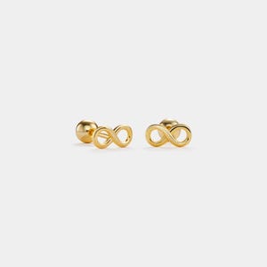 PERIMADE Dainty Mobius Stud Earrings • Small Gold Mobius Ball End Earrings • Sterling Silver Friendship Jewelry • Trendy Best Friend Gift