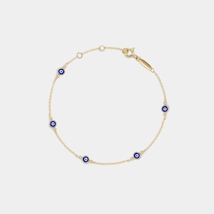 Dekka Sterling Silver Evil Eye Bracelet With Cubic Zirconia - 18K Gold Rose & Blue CZ