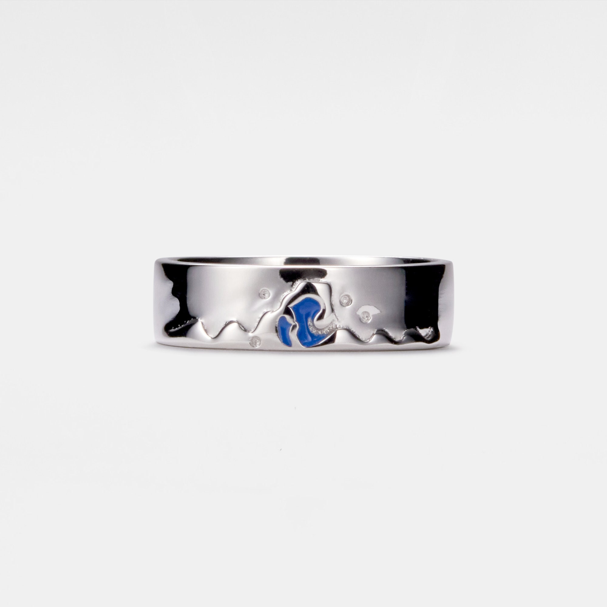 PERIMADE Mountain Ocean Wedding Band • Couple Matching Eternity Ring • Sterling Silver Promise Jewelry • Trendy Best Friend Gift
