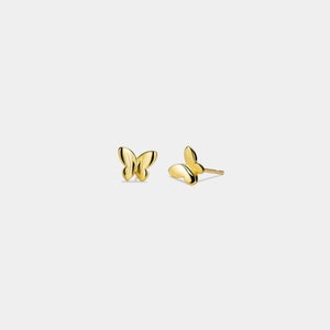 Pendientes de botón con forma de mariposa de PERIMADE • Pequeños pendientes de botón con forma de mariposa dorada • Joyas de la amistad en plata de ley • Regalo moderno para el mejor amigo