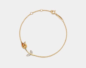 PERIMADE Citrine Tulip Bracelet • Flower Charm Stacking Bracelet • Sterling Silver Floral Jewelry • Birthday Gift