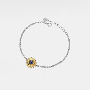 PERIMADE Sunflower Projection Bracelet • Personalized Picture Inside Bracelet • Sterling Silver Keepsake Jewelry • Trendy Best Friend Gift