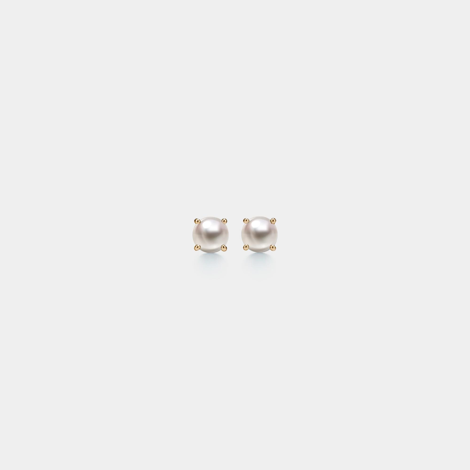 PERIMADE sierlijke pareloorbellen • Kleine kleine gouden pareloorbellen • Sterlingzilveren vriendschapssieraden • Trendy cadeau voor beste vriend