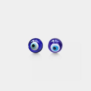 Pendientes de botón con forma de ojo turco PERIMADE • Pendientes de esmalte de cristal azul con forma de ojo de Nazar • Joyas de la amistad en plata de ley • Regalo para el mejor amigo